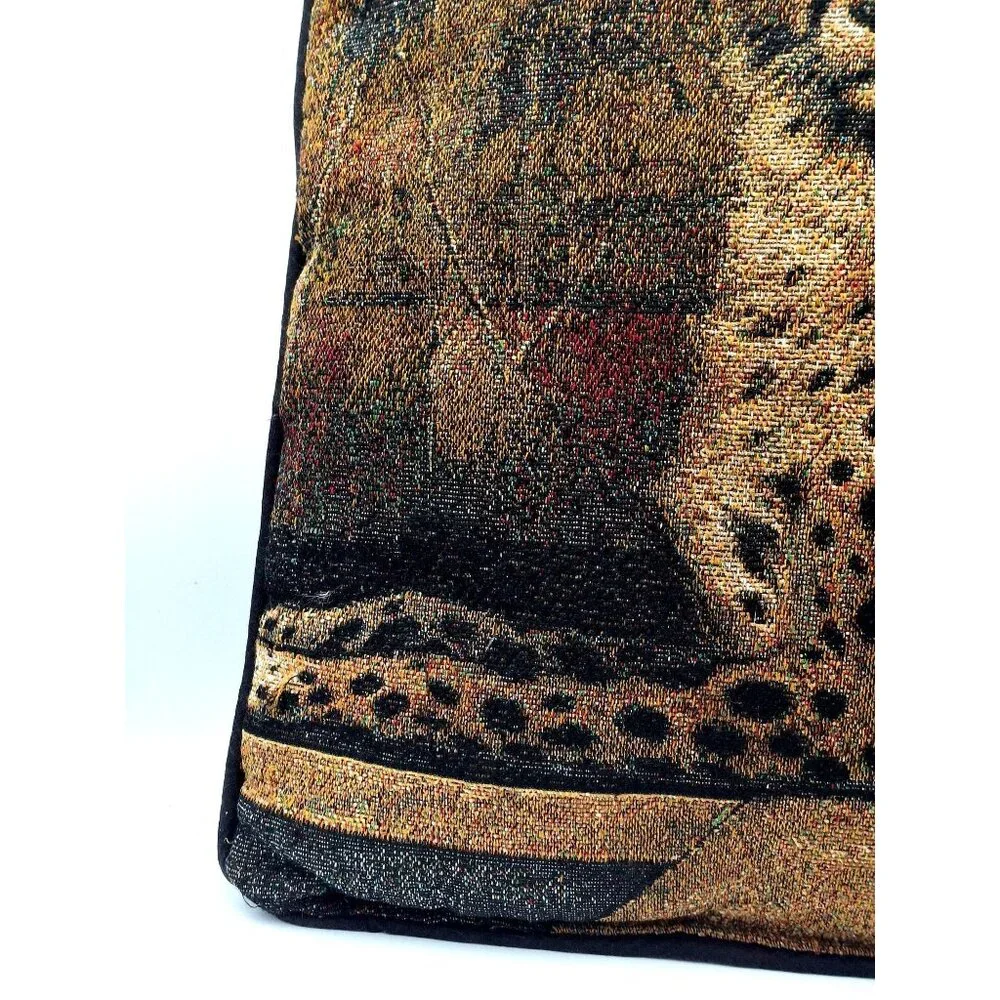 Vtg Mohawk Home Cheetah Tapestry Decorative Throw Pillow